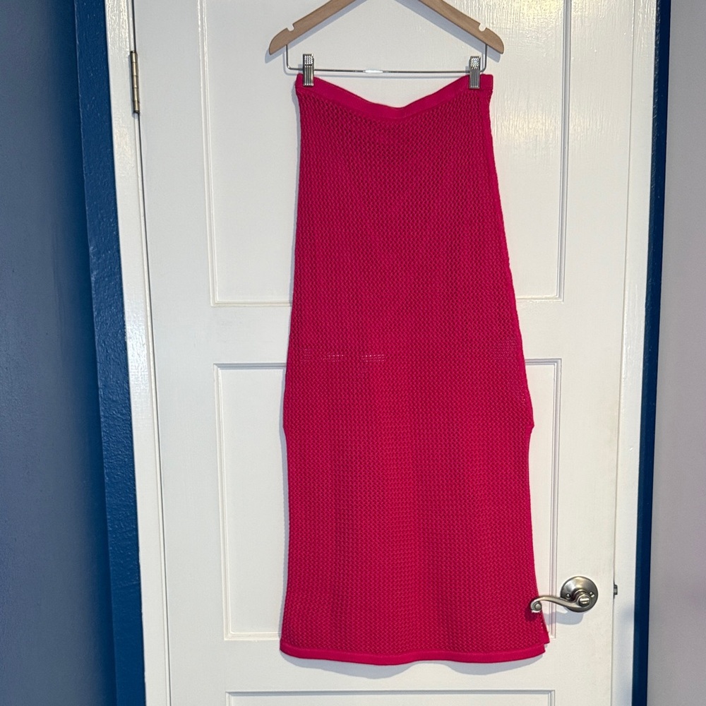 Chic Fuchsia Knit Pencil Skirt